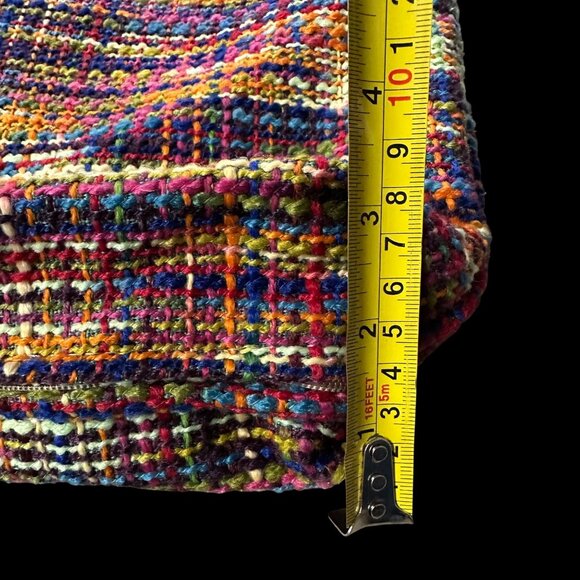 Woven Rainbow Throw Pillow Cover Colorful Decorative Square Zipper Home Accent - Picture 8 of 8